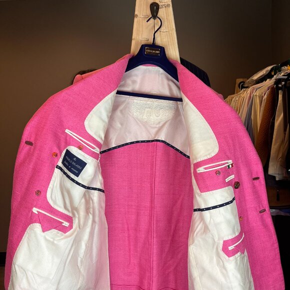 Ritzy Angelo Galasso Couture Italy Silk  XL Pink Jacket - Picture 10 of 10